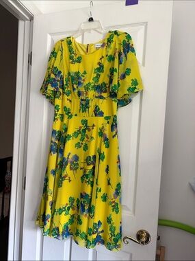 Calvin Klein Yellow Floral Midi Dress